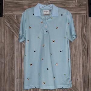 Goodfellow collared short sleeve polo shirt small light blue tropical
